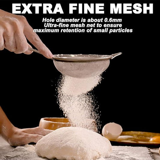 Anaeat Fine Mesh Strainers - Premium Stainless Steel Colander Sieve Sifters, with Durable Mesh and Sturdy Handle, Excellent for Sifting Dry ingredients, Flour, Pastas, Rice, Tea (3.15")
