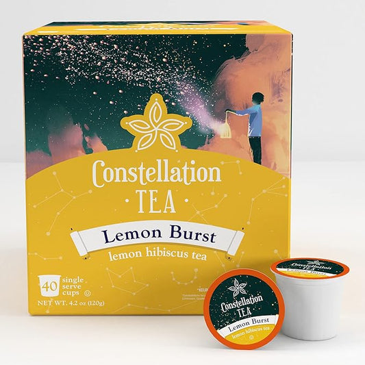 Constellation Tea Lemon Hibiscus Tea Pods Compatible with K Cup Brewers Including 2.0, (Lemon Burst) 40 Count