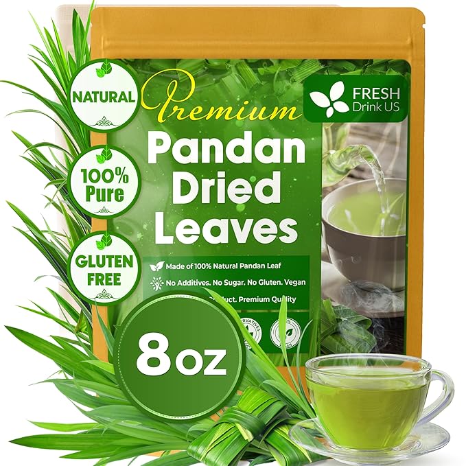 FreshDrinkUS, Premium 8oz Natural Pandan Leaves Dried, 100% Pure Dried Pandan Leaves, Pandan Leaf Te