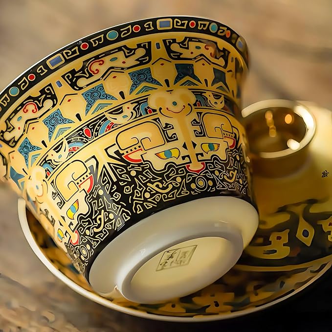 Traditional Chinese Tea Bowl Cover, Ceramic Kung Fu Tea Set, Tangka Bowl