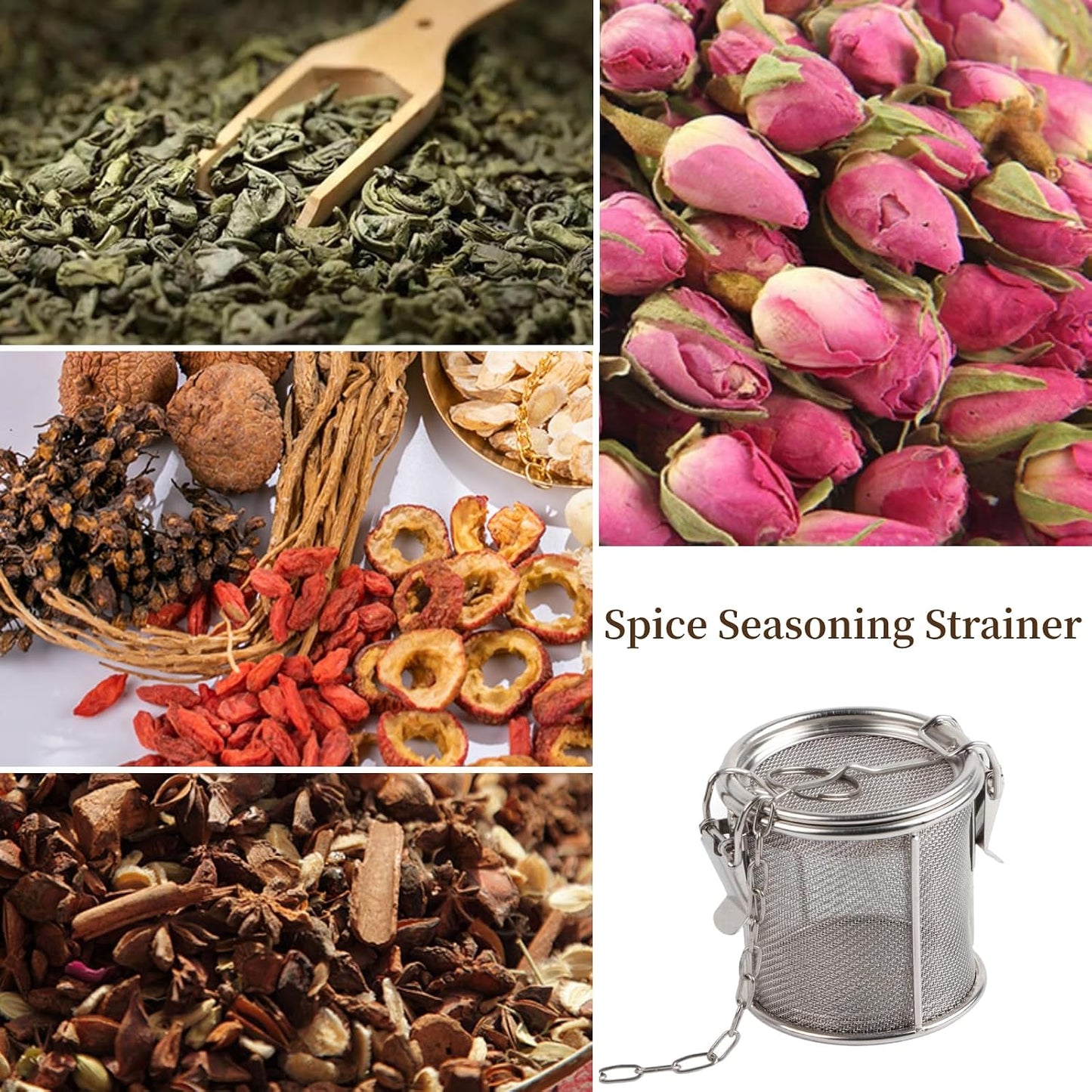 Tea Strainers for Loose Tea, Stainless Steel Seasoning Strainer | 8x10cm, Tea Infuser with Chain, Soup Seasonings Separation Basket Filter Tea Steeper for Brew Tea