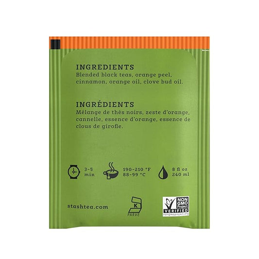 Stash Tea Orange Spice Black Tea, Box of 100 Tea Bags in Foil (Packaging May Vary)