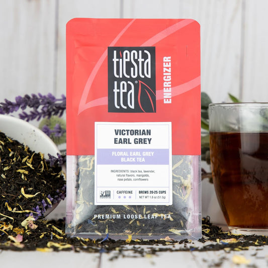 Tiesta Tea - Victorian Earl Grey, Loose Leaf, Floral Earl Grey Black Tea | Premium Blend, High Caffeinated Black, Make Hot or Iced Brews Up to 25 Cups, 1.8 Ounce Resealable Pouch
