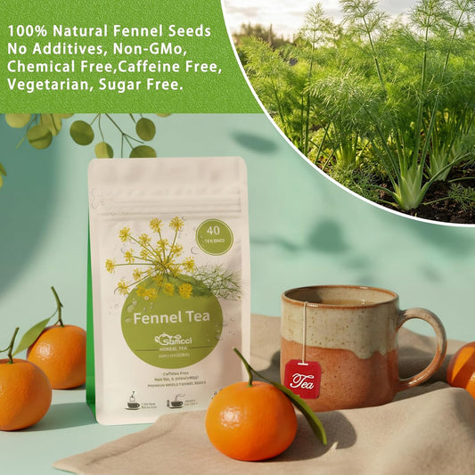 Samcci Fennel Tea Bags, 40 Count (4g/bag), Whole Fennel Seeds