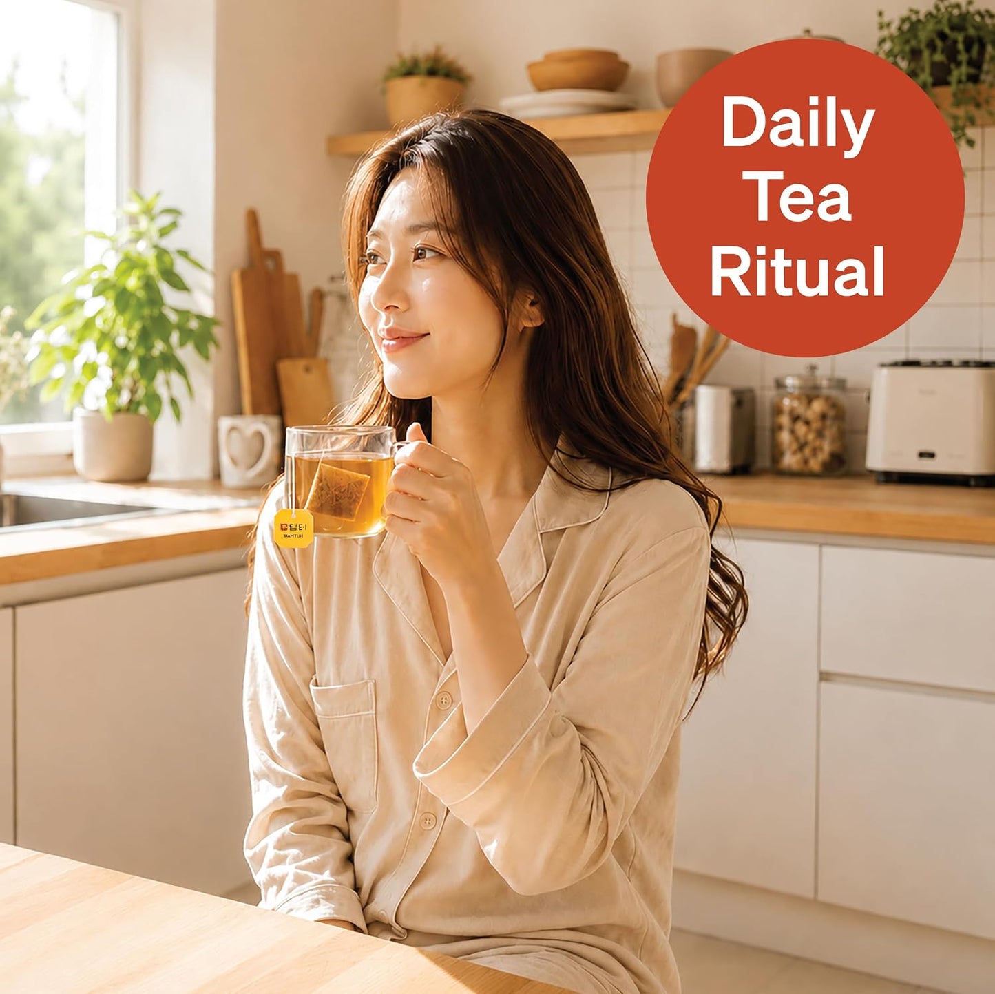 Damtuh Korean Pu-erh Tea Bags, Aged Dark Tea, 50 Count | Earthy, Mellow, Full-bodied, 100% Pu-erh Leaf, Sugar-Free, Vegan, Individually Wrapped