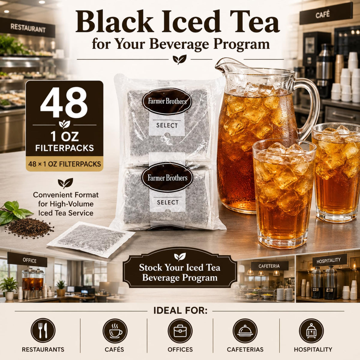 Farmer Brothers Black Iced Tea - 1 Oz Filterpacks (48 Count)