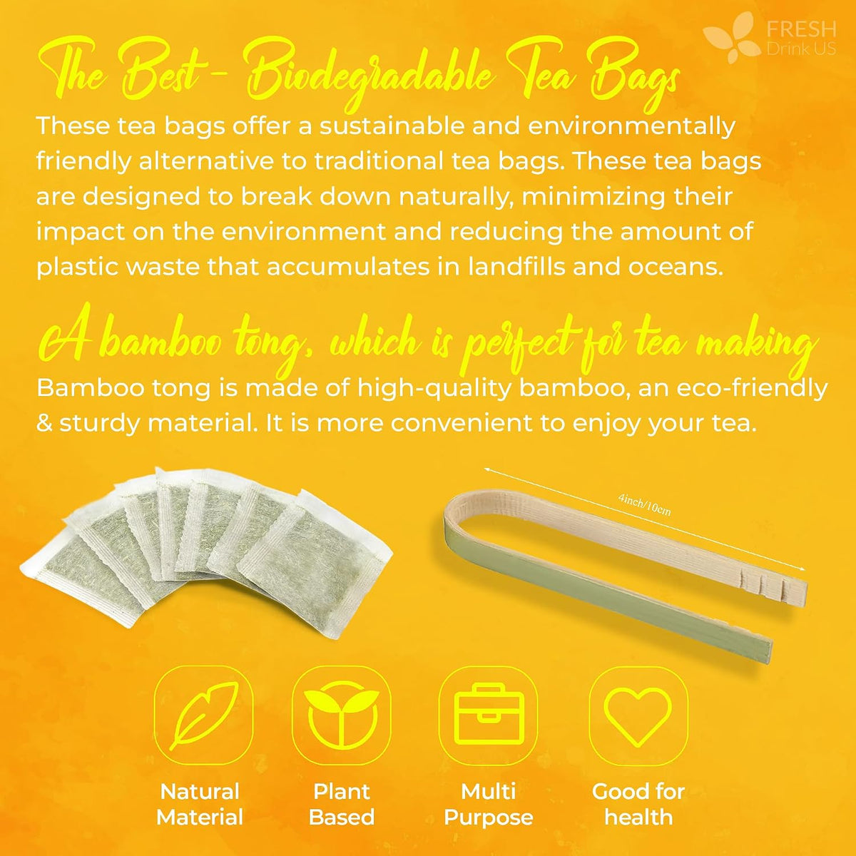FreshDrinkUS, 135 Chamomile Tea Bags, 100% Natural and Pure Chamomile Flowers, Eco-Conscious Tea Bags. Chamomile Flower Herbal Tea. No Sugar, No Caffeine, No Gluten, Vegan.