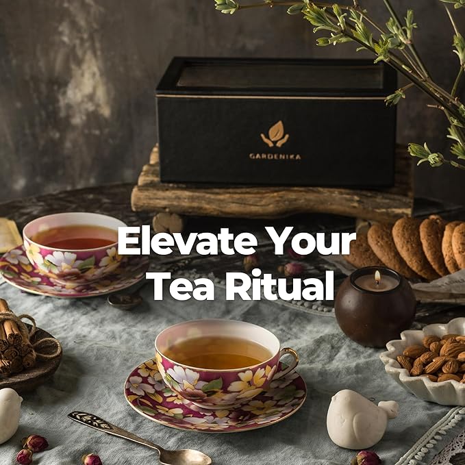 Tea Box Organizer - Premium Elegant Tea Bags Storage Container with 60 Tea Bag Holder Capacity