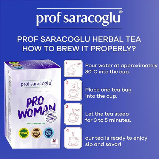 Prof Saracoglu 1 Box Pro-Woman Herbal Tea – Caffeine-Free Herbal Blend with Chamomile and Yarrow, Made for Women’s Daily Routine