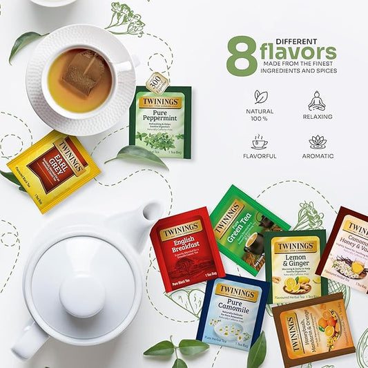 Twinings 48 Tea Bags Herbal Variety Pack – 8 Herbal Flavors Caffeine-Free, Individually Wrapped, Perfect Tea for Any Occasion