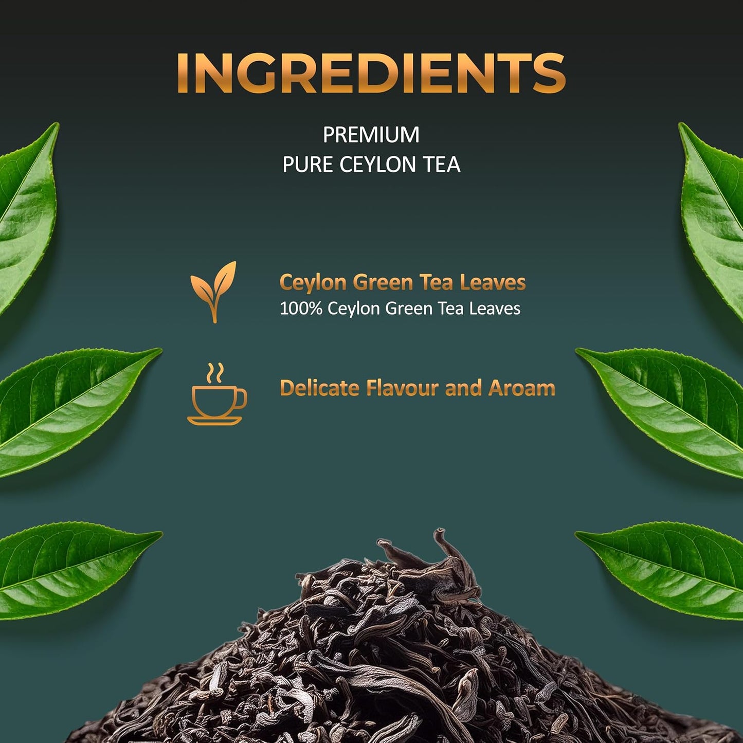SAMLEY CEYLON - Green Tea Loose Leaf - Ceylon Tea Premium Green Tea - Mountain Fresh Sri Lanka Pure Fantasy Blend - Loose Leaf Specialty Grade Authentic Quality - 3.5oz Package