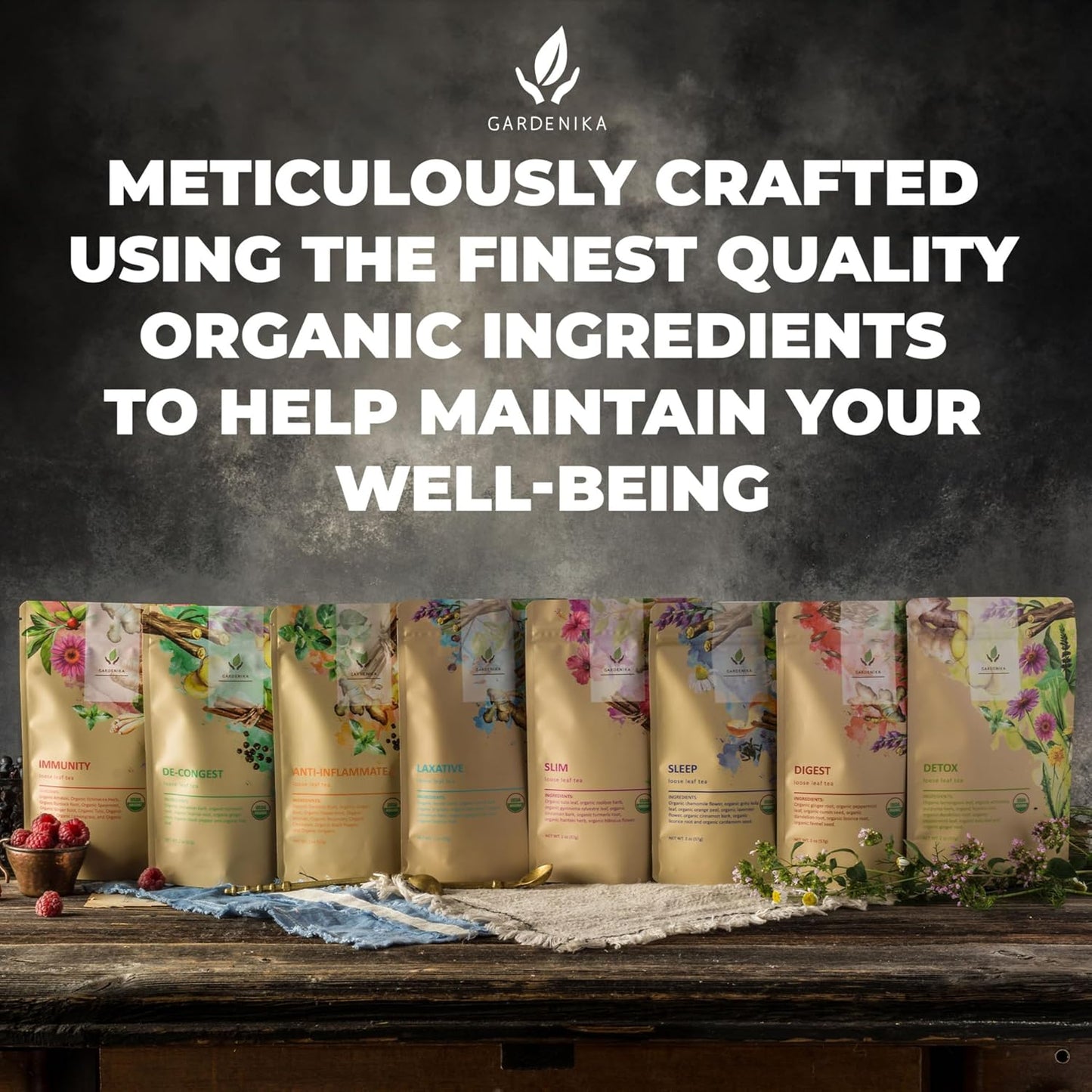 Gardenika Organic Flamma-tea Loose Leaf Turmeric Ginger Tea | with Cinnamon & Pepper | 100% Natural | Caffeine Free | Herbal Wellness Tea | Premium Blend | 1 lb (454g)