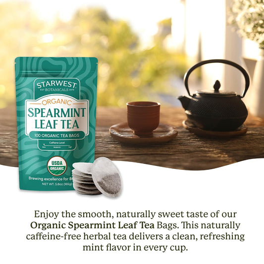 Starwest Botanicals Organic Spearmint Leaf Tea - Bulk Pack, 100 Bags