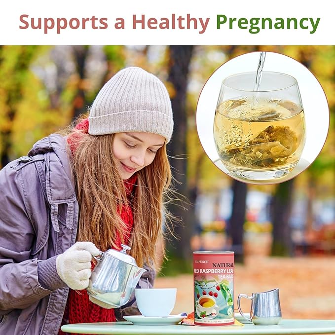 Red Raspberry Leaf Tea Pregnancy, 60 Count, VitalForest Natural Raspberry Leaves Tea Bags for Women’s Health – Period Healthy Cycle Tea – Vegan & Gluten-Free, Caffeine-Free, Non-GMO