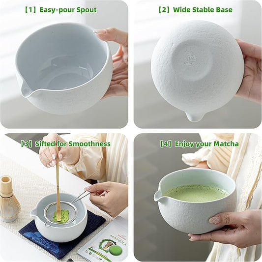 Teanagoo Matcha Whisk Set,7 Pcs Matcha Set Lt.Grey,Matcha Kit for Ceremony,Matcha Tea Set for Making Breakfast/Latte