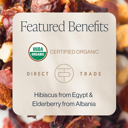 Rishi Tea Hibiscus Berry Organic Herbal Loose Leaf Tea, Caffeine Free, 4oz | Antioxidant Rich, Naturally Sweet Botanical Tea Blend, Enjoy Hot or Iced, Sustainable, 10+ Servings