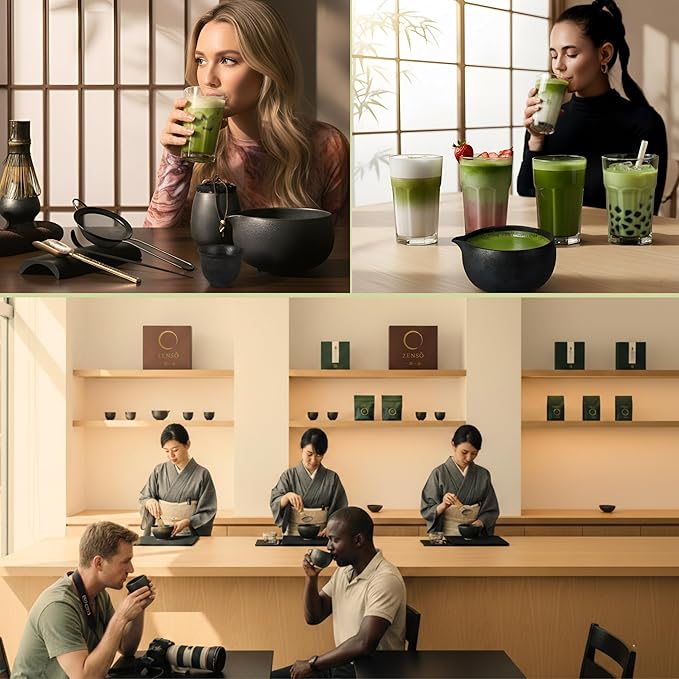 ZENSO Premium Matcha Whisk Set – 10 Piece Japanese Matcha Tea Ceremony Kit | Matcha Bowl, Tea Canister, Purple Bamboo Whisk, Whisk Holder, Sifter, Scoop & Scoop Holder, Tea Cup, Tea Cloth, Tea Spoon