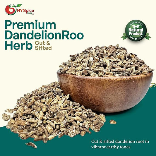 NY Spice Shop Dandelion Root Extract Loose Leaf - 8 Ounce Dandelion Tea Herbal Infusion - 100% Raw Dandelion Root Tea Leaf for Herbal Coffee - Natural Dried Herb Taraxacum Officinale Root