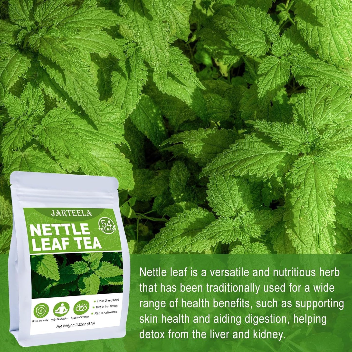Jarteela - Nettle Leaf Tea Bag, 54 Ct, Stinging Nettle Tea Herbal Teabags