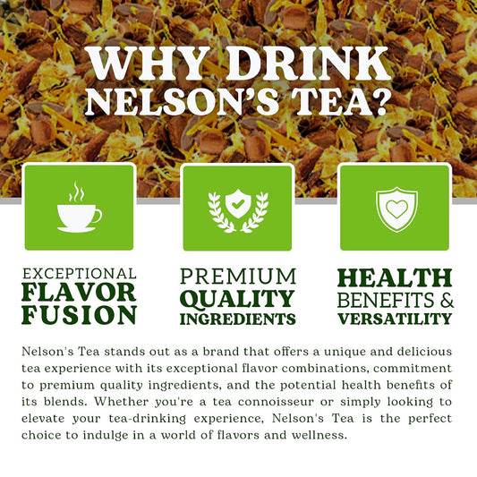 Nelson's Tea American Apple Pie Rooibos Cinnamon Blend Loose Leaf Tea, 2 oz | Marigold Herbal • Caffeine Free • Tea • Loose Leaf Tea • Apple Pie • Rooibos • American Apple Pie Rooibos Cinnamon Blend