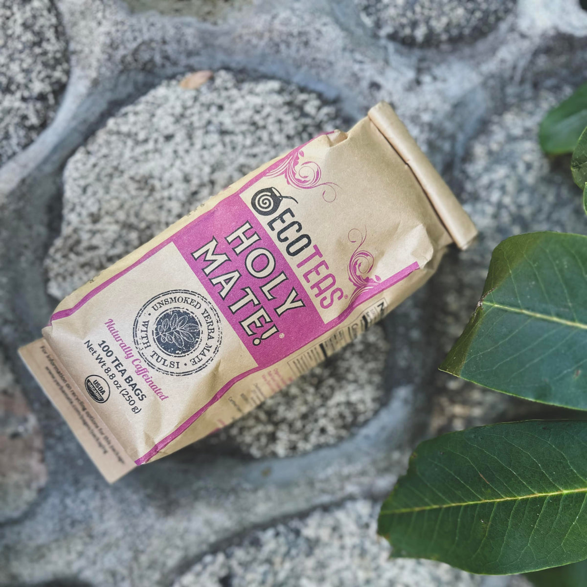 ECOTEAS Holy Mate! Organic Yerba Mate Tea Bags with Tulsi & Mint 100 Count