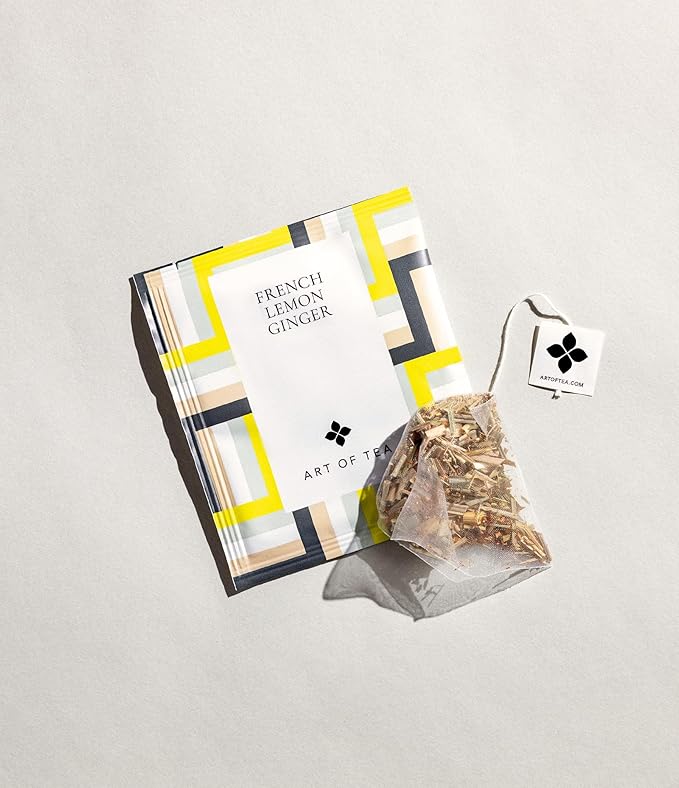 Art of Tea, French Lemon Ginger, 50 Eco Friendly Pyramid Tea Bag Sachets