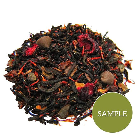 Nelson's Tea Dark Chocolate Cherry - Rich blend of Pu-erh Black Tea, Chocolate Chips, Wild Cherry Bark, Dried Cherries Herbal Loose Leaf Tea - Sample 0.5 Oz