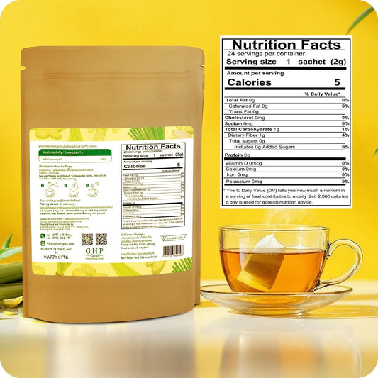 HappyLyfe Fairlane Organic Lemongrass Tea - 50g (24 pieces) | Refreshing Thai Herbal Tea