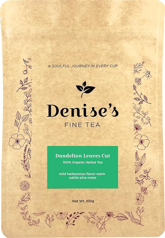 Denise's Fine Tea, USDA Organic, Dandelion Leaves Cut, Herbal Tea, Loose Leaf (100g)