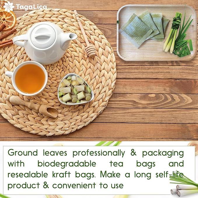 135 Lemongrass Tea Bags, 100% Natural & Pure Lemongrass leaves, Eco-Conscious Tea Bags, Lemongrass Herbal Tea. Lemongrass Leaf Tea. No Sugar