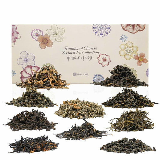 iTeaworld China Flower Tea Series, 10 Different Tea Variety Pack(Jasmine Green Tea, Rose Black Tea, Pomelo Blossom Oolong ect.), Each Flavor Comes With 2 Packs Of Loose Leaf Tea Sampler, A Great Tea Bags Variety Pack Gift Set, 3.5oz