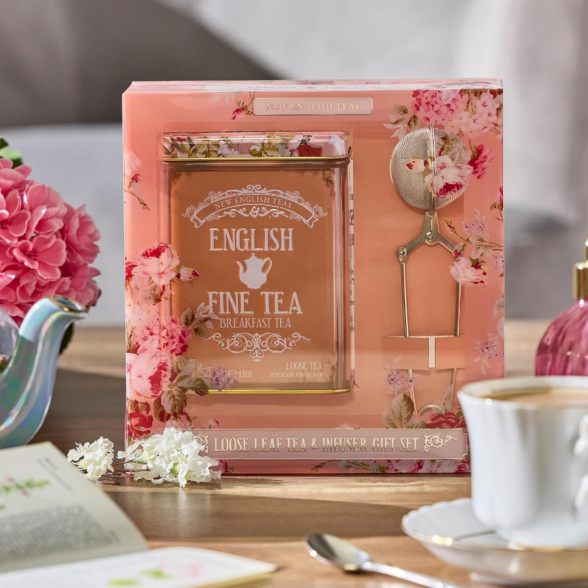 New English Teas Breakfast Tea Infuser Set with 4.4 oz Loose Leaf Tea