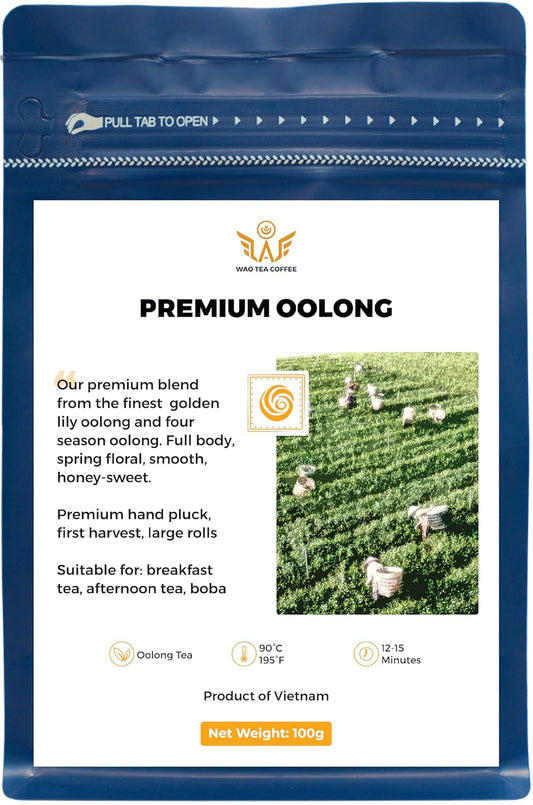WAO Premium Oolong Tea, loose leaf oolong, strong tea flavor, medium-body, smooth taste, spring floral, 100g (3.5 oz)