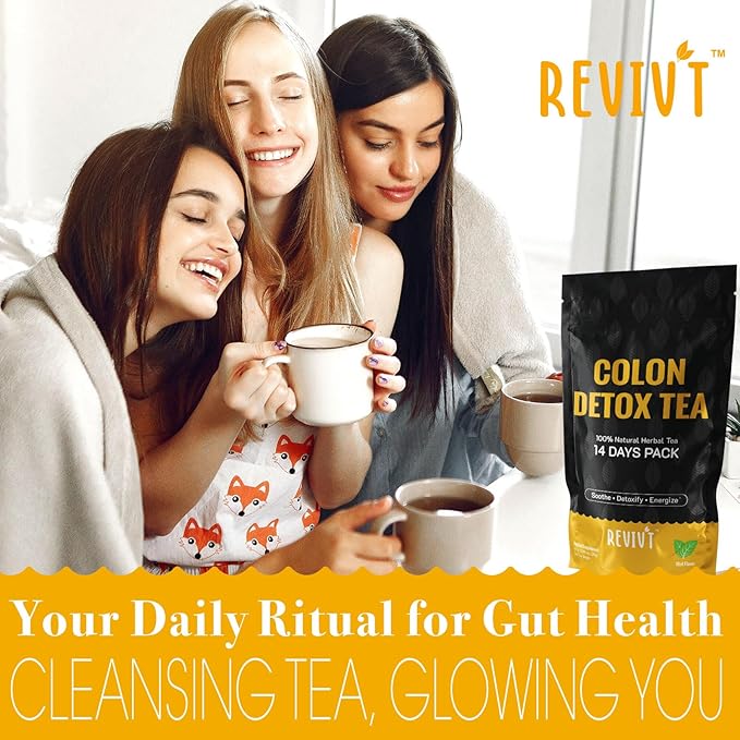 REVIVT Colon & Liver Detox Tea Kit | 2-in-1 Herbal Tea Set, 14 Bags Each for Gut Cleanse & Liver Health, Daily Wellness Support