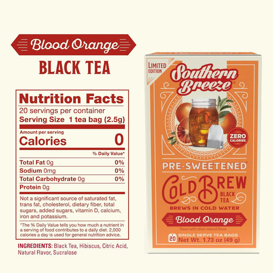 Southern Breeze Cold Brew Sweet Tea Blood Orange Iced Tea 20 Count