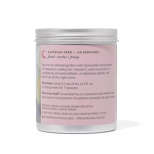 Garden Party Herbal Tea by Mindful Moon – Relaxation Blend with Chamomile, Lavender & Rose – Caffeine-Free, Loose Leaf (Large)