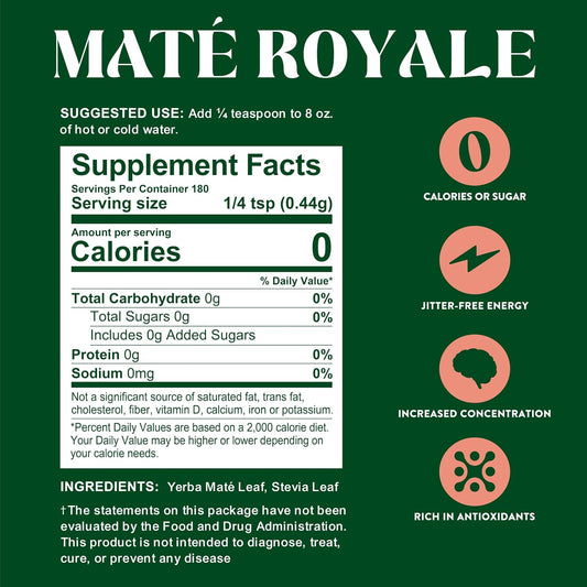 Wisdom of the Ancients Instant Yerba Mate Tea Powder - Mate Royale, 2.82 Oz