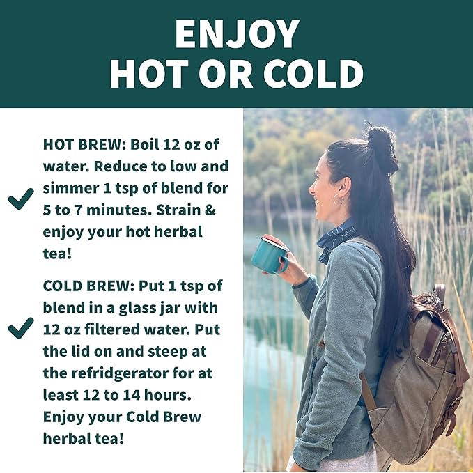 Focus Tea, Loose Herbal Tea for Concentration & Alertness, Sage, Peppermint, Rosemary, 100% Wild Crafted, Caffeine Free, Natural, Earthy Flavor