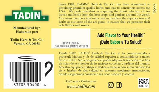 Tadin Lemongrass Tea, Herbal Tea, Caffeine Free, Best Hot or Iced, 24 Tea Bags Per Box, Pack of 6