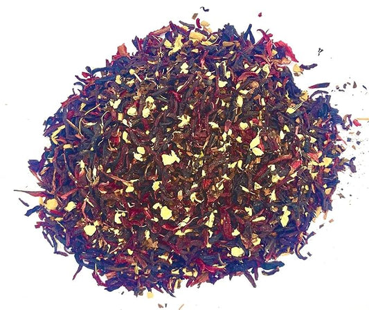 Fire Teas Hibiscus Ginger Tea - Organic Hisbiscus Flowers, Ginger Granules - Tasty, Anti Oxidant Rich Blended Loose Leaf Tea