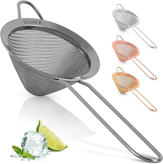Zulay Kitchen 304 Stainless Steel Fine Mesh Strainer For Kitchen - Sieve Sifters For Food, Tea, Rice
