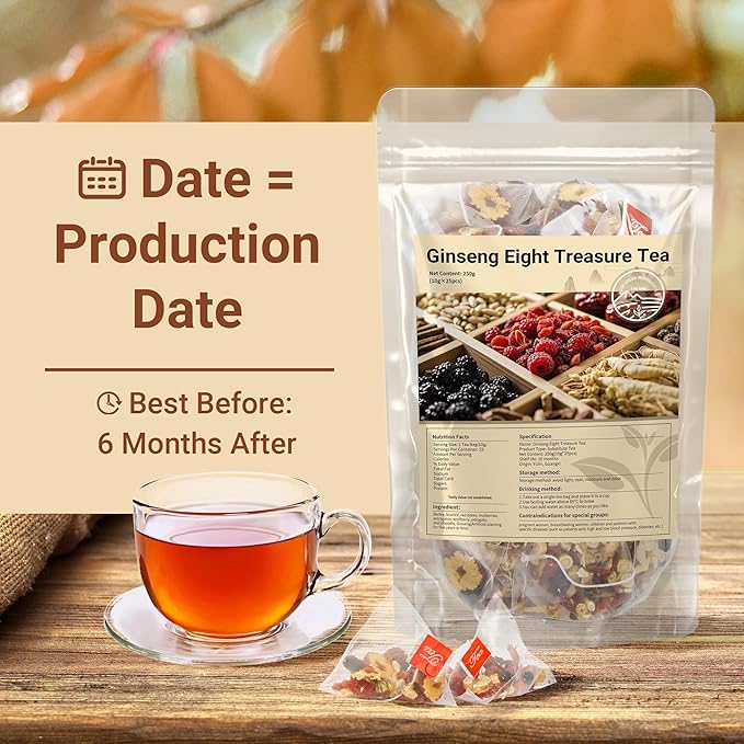 Bnwuam Eight Treasures Herbal Tea – Traditional Chinese Herbal Tea for Daily Immune Support, Energy & Relaxation (Caffeine-Free Wellness Drink)