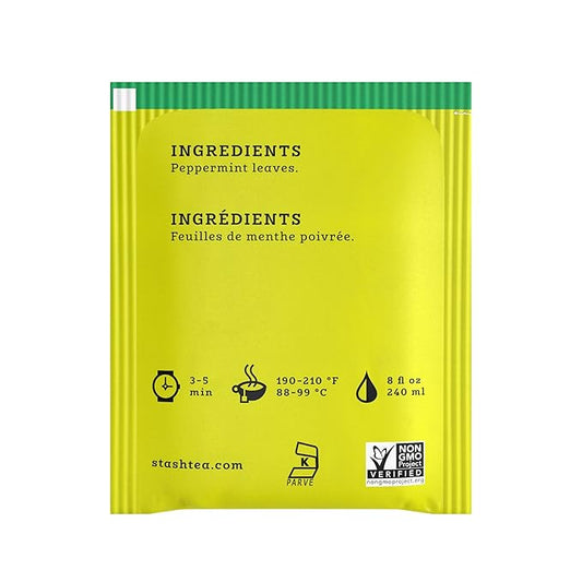 Stash Tea Peppermint Herbal Tea - Naturally Caffeine Free, Non-GMO Project Verified Premium Tea with No Artificial Ingredients, 20 Count (Pack of 6) - 120 Bags Total