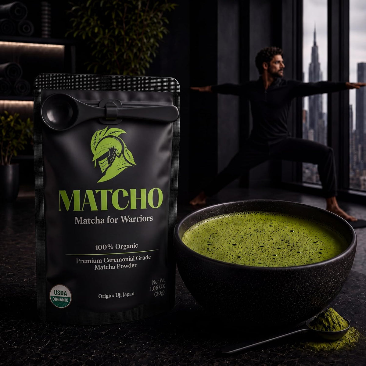 Matcho | Ceremonial Grade Matcha Powder – Organic Japanese Matcha Green Tea Powder | Uji Matcha | Matcha Ceremonial Grade | USDA Organic | 30 Servings