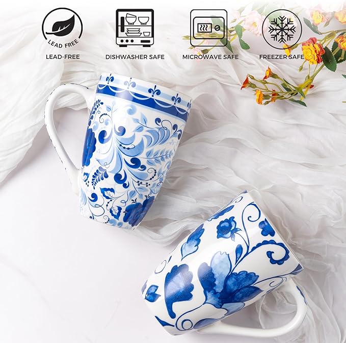 Gbhome Tea Mug with Infuser and Lid, 18 Ounce Large Ceramic Loose Leaf Cup, Microwave, Dishwasher Safe, Perfect for Tea Lovers