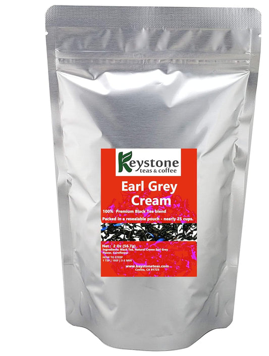 Earl Grey Cream - Loose Leaf Tea, Natural Ingredients: Assam Black tea, Corn flower and natural Earl grey cream flavor-2 Oz (20 Cups) (2 Oz)