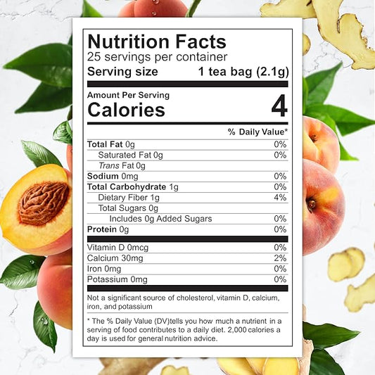 Total Tea SIimming Detox Tea Caffeine Free - 25 Day Detox - Weight l0ss for women with Chamomile, Hibiscus Tea & Ginger Root for Colon Cleanse – Natural Herbal Ginger & Peach Fruit Tea for Digestive Health