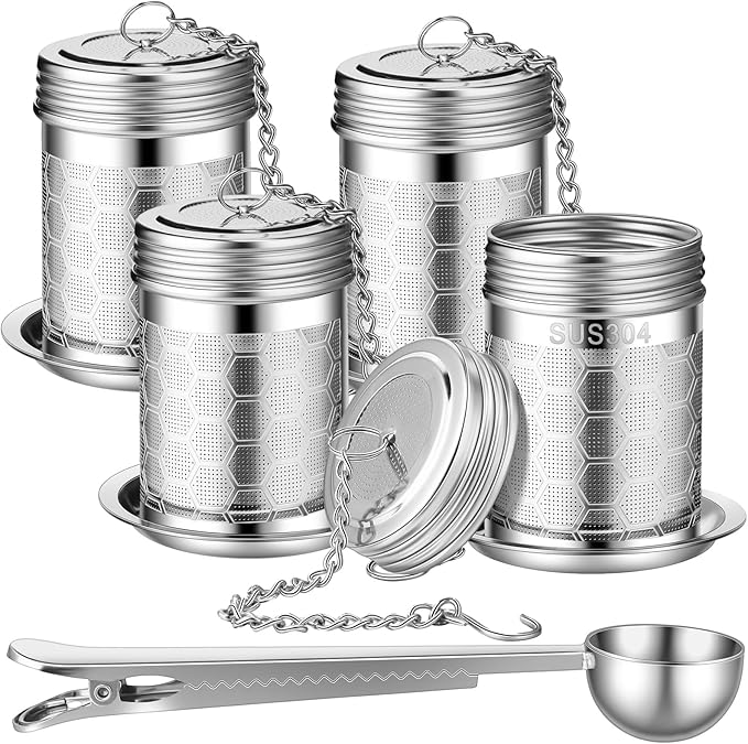 Umigy 4 Pcs Tea Infuser Strainers for Loose Tea with Scoop, Extra Fine Mesh Steeper 304 Stainless St