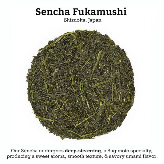 SUGIMOTO TEA Japanese Sencha Green Tea Leaf Bulk 1.0 lb (454 g) Pack of 1