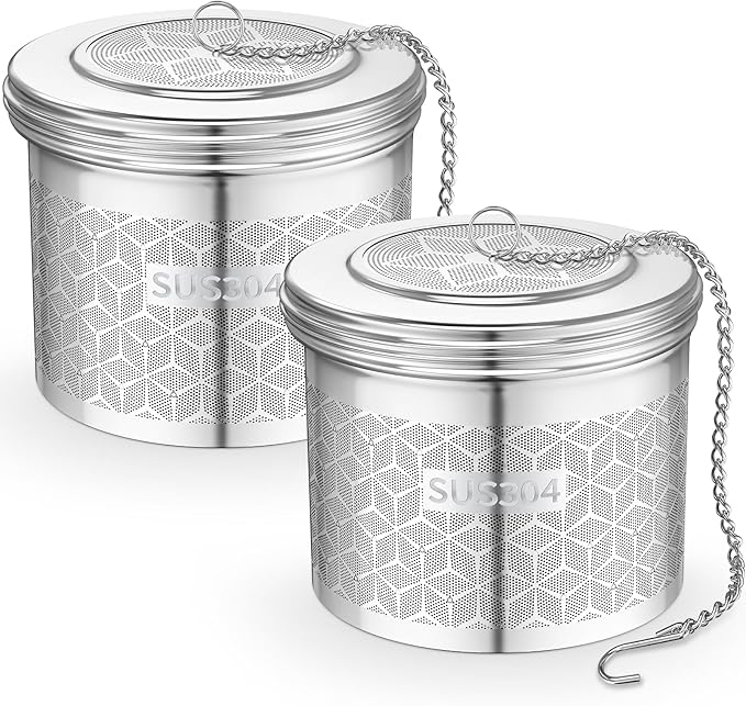 2 Pack Large Tea Infuser & Strainer, Spice Infuser - Extra Fine Mesh for Loose Leaf Tea, 304 Stainle